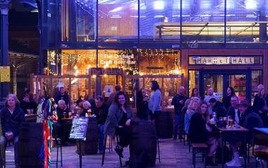 Evening music event outside The Orchard Bar