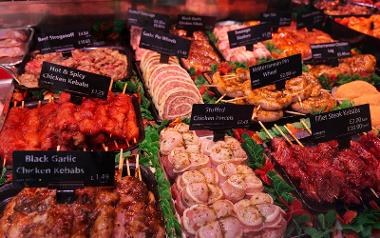 Wide selection of meat 