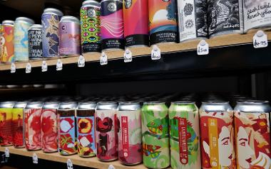 Rows of craft beer cans