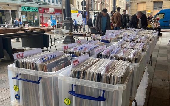 Boxes of vinyl records