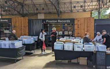 Customers browsing through records