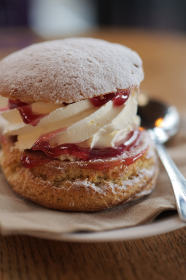 Cream and jam bun