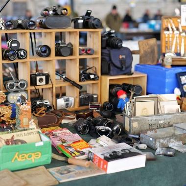 Cameras and binoculars close up